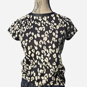 Banana Republic black + cream leopard print top
